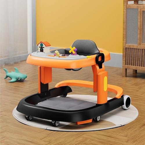 Image of StarAndDaisy Elegant Baby Walker 6 to 18 Months / Walker for Kids Girl Boy with Anti Fall Brake Pads, 3 Speed Height Adjustment, Multi-Level Seat Adjustment, Recreational Music Toy Bar, (Elegant Orange-Black)
