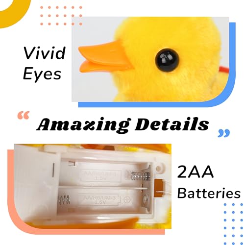 Hopearl Walking Duck Pet Quack Duckling Interactive Electronic Plush Toy Farm Animals Animated Gifts for Toddlers Birthday, Yellow, 8''