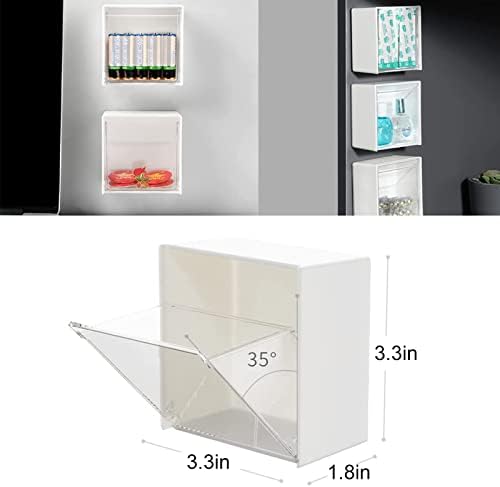Transparent Window Clamshell Storage Box, Self-Adhesive Small Storage Box,Wall-Mounted Cotton Swab Storage Box,Clear Acrylic Organizer for Bathroom Bedroom Office (1 pc)