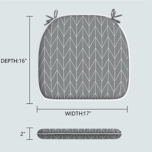 Lvtxiii Patio Seat Cushions Outdoor Chair Pads With Ties, Fade-Resistant Chair Cushions For Home Office And Patio Garden Furniture Decoration D16” X W17” X H2, Herringbone Grey, Set Of 4 #TOP1