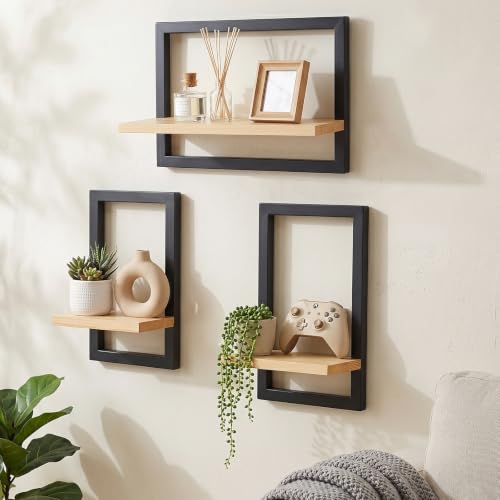 hi-home Set mit 3 Wandregalen, Schwebende Regal für die Wand Deko, Hängeregale zur...