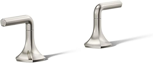 Kohler 27010-4-SN Occasion Manijas de grifo para lavabo de baño, níquel pulido vibrante