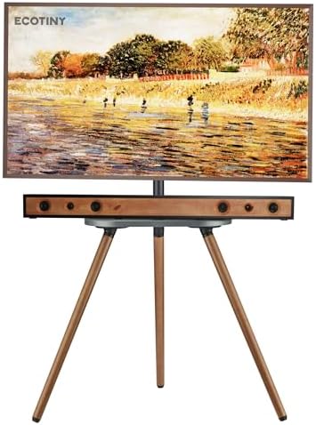 Tripod TV Stand for 43-65" TVs, Swivel, Black Walnut