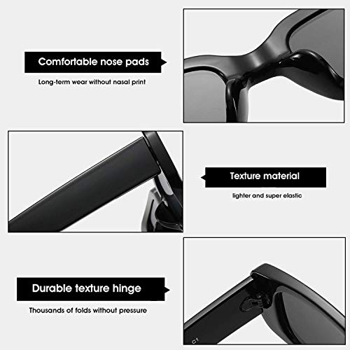 Image of Rectangle Sunglasses for Women Retro Driving Glasses 90's Vintage Fashion Narrow Square Frame UV400 Protection