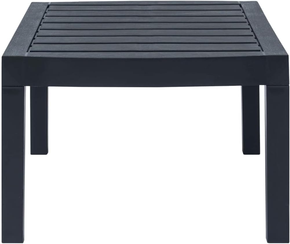 vidaXL 3-Piece Patio Lounge Set - Anthracite Plastic Outdoor Furniture Set with Armchairs, Table, and Comfortable Polyester Seat Cushions