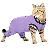 Erholungsanzug Katze, Op Body Katze Kastration Hündin Katzen Body Operation Rüde Katze Op Body mit Beinen Katze Hinterbein Postoperative Kleidung für Katzen(Lila, L)