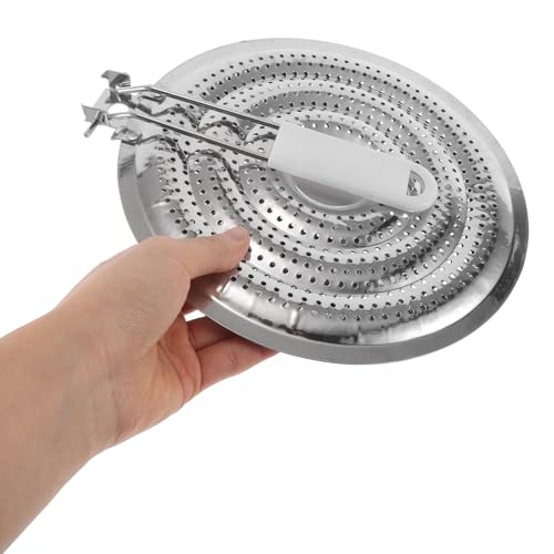Healeved 2 Piezas Difusor de Calor para Estufa 2 Piezas Acero Inoxidable Mango de Silicona, Placa Distribuidora de Calor Uniforme para Cocinas Eléctricas, Gas E Inducción, Protector - imagen 4