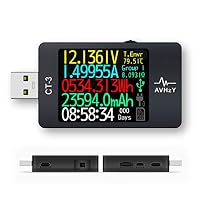 AVHzY USB Tester Meter USB Last Digital Multimeter Spannungsprüfer DC 6A 26V für die Messung Lade-und Ladegeschwindigkeit in Kabel, Batterien, Energien Banken, etc. Shell von Metel (CT3A) – Ansicht 1