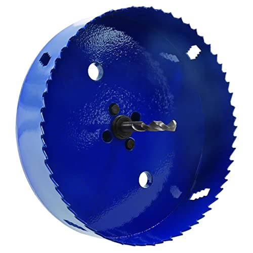 Image of 5-3 /4 Inch Hole Saw with Arbor, 1.2 Inch Cutting Depth | Heavy Duty, HSS Bi-Metal, For Wood Cornhole Boards Plastic Drywall & Thin Metal, Smoothly Cutting