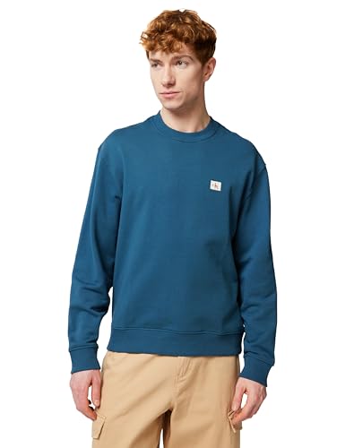 Calvin Klein LS 350TERRY EU WHSL Badge CREWNE LV04RC273G Sudaderas para Hombre, Azul (Azul Marino, Verde Azulado), M, Azul (Azul Marino y Verde Azulado), M