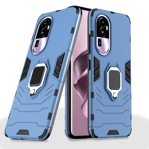 Image of Pikkme Oppo Reno 10 Pro Plus 5G Back Cover | D5 Tough Armor Bumper | 360 Protection Case | Ring Holder Stand Case for Oppo Reno 10 Pro Plus 5G (Blue)