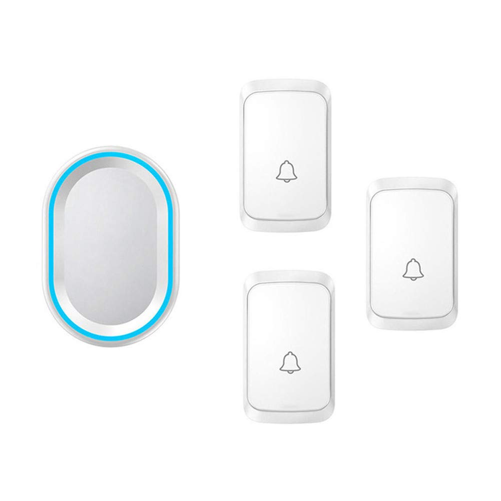 WOTZOV Wireless Doorbell, 3 Push Button And 1 Receivers,Waterproof Wall Plug-In Cordless Door Chime with Power-Off Memory Function,LED Flash,300M Range,58 Ringtones,4 Volume Levels,White,White