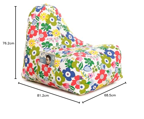 Image of Style Homez Hackey Cotton Canvas Floral Printed Bean Bag XXL Size Filled with Beans Fillers