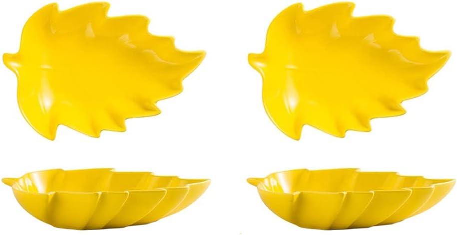 Seasoning dish 2 Pack Leaf Shape Sauce Dish Ceramic Soy Sauce Dishes Appetizer Plate Condiment Sauce Dipping Bowls for Salad Dessert Snack Appetizer or Serving Seasoning Tapas Trays (Color : Pink) (Y