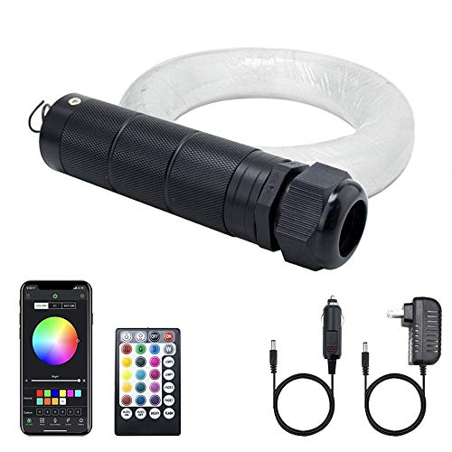 AMKI Fiber Optic Light for Home and Car Use, Star Ceiling Kit LED Lighting Decorations,6W RGBW Engine Driver with 28 Keys RF Remote Control 0.03in/0.75mm 6.5ft/2m 150pcs