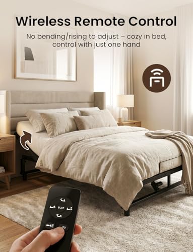 Image of Queen Size Adjustable Bed Frame with Wireless Remote, Zero Gravity & Head & Foot Incline, Heavy-Duty Steel Frame, Whisper-Quiet Motor, Easy Installation (79 inch L x 59 inch W x 12 inch H)