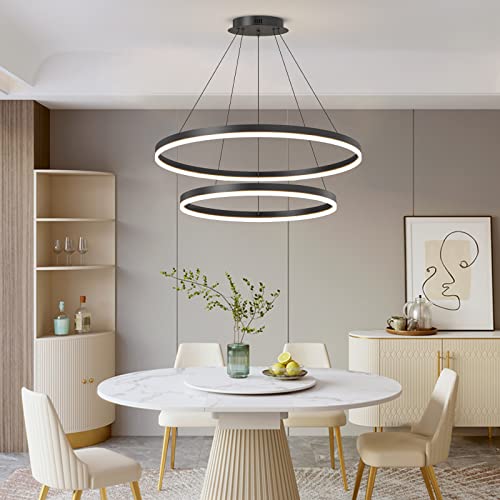 Lustre de plafond acrylique YangRy noir télécommandé - 3