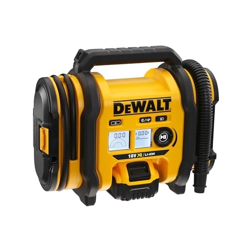 Dewalt Akku-Kompakt-Kompressor (12V-Anschluss oder 18V Akku, 11 bar, für Fahrrad- und Autoreifen, Rollstühle, Schlauchboote, Luftkissen und Matratzen, inkl. Zubehör, ohne Akku und Ladegerät) DCC018N