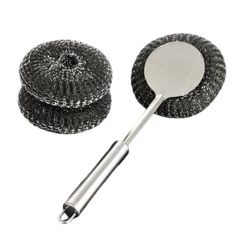 Heavy Duty Stainless Steel Scrubber with Long Handle – Non‑Scratch Wire Dish Brush for Cast Iron, Pots, Pans & Utensils | Grease & Burnt Food Remover, Kitchen Sink & Stove Cleaning Tool-image-38