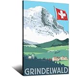 Vintage Grindelwald Schweiz Reiseposter Hamlet Dekorative 