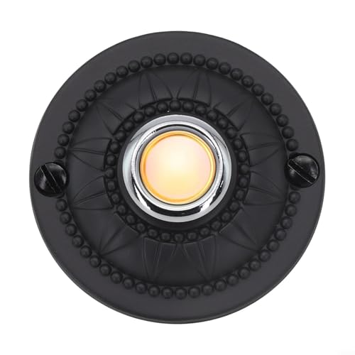 Oniissy Pulsador de timbre iluminado interruptor redondo de hierro para puerta exterior con luz LED impermeable botón de timbre de puerta de metal para la entrada del hogar