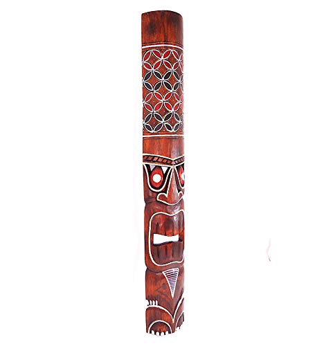 Coco Papaya Masque Tiki Bois 100cm Motif coloré. Déco Tiki.