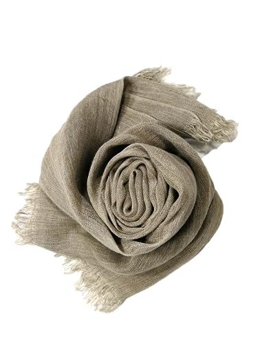 Image of Shanlin Unisex Natural Color 100% Linen Scarves for Men and Women