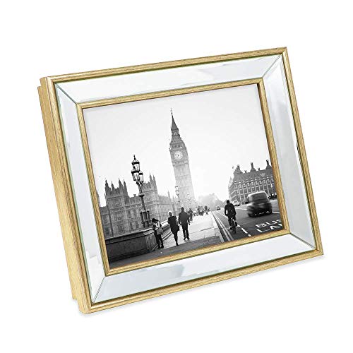Isaac Jacobs 8X10 Gold Beveled Mirror Picture Frame - Classic Mirrored Frame With Deep Slanted Angle Made For Wall Décor Display, Photo Gallery And Wall Art (8X10, Gold) #TOP2