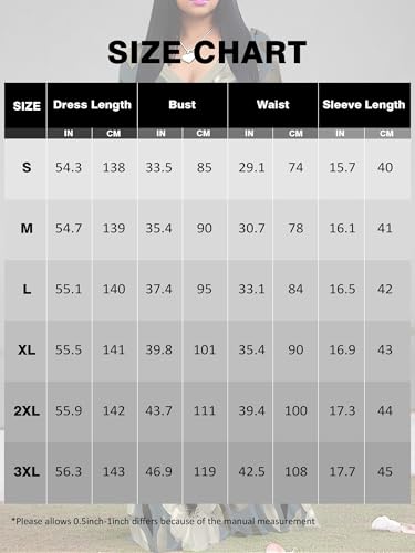 Image of Womens Plus Size Maxi Dresses Casual 3 /4 Sleeve Sundress Fall Wedding Guest Dress with Belt