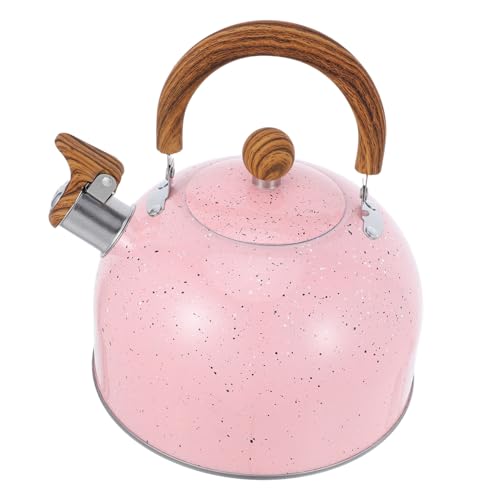 Amosfun 食品グレードステンレス製笛吹きケトル ピンク 折りたたみ式滑り止めハンドル付き ガス火 対応 コンパクトキャンプ用湯沸かしポッ