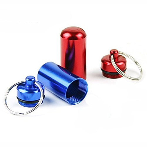 Esowemsn CIGO0057(6) 6Pcs 5 * 1.7Cm Colorful Waterproof Outdoor Camping Travel Traveling Portable Aluminum Pill Box Case Bottle Storage Drug Holder Container Keychain Key Ring thumb #1