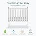 Dream On Me 2-In-1 Lightweight Folding Portable Stationary Side Crib In White, Greenguard Gold Certified, Baby Crib To Playpen, Folds Flat For Storage, Locking Wheels