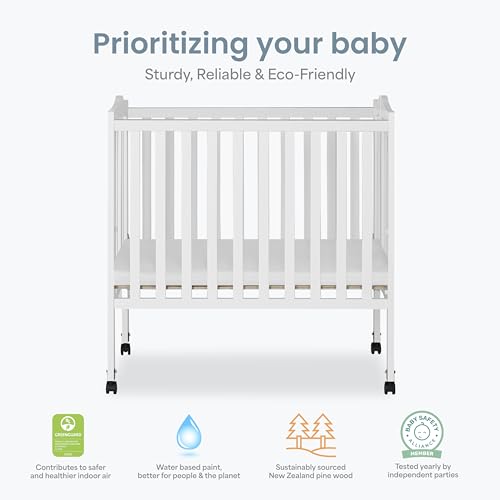 Image of Dream On Me 2-in-1 Lightweight Folding Portable Stationary Side Crib (1 Count (Pack of 1), White)