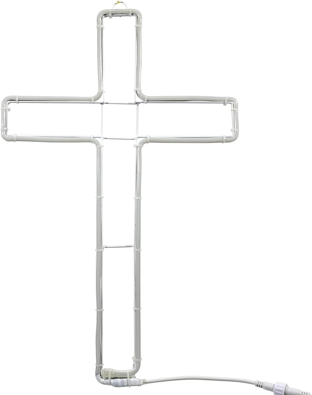 ElectricArt 24 Inch Cool White LED Neon Rope Light Cross Motif - Lighted Silhouette