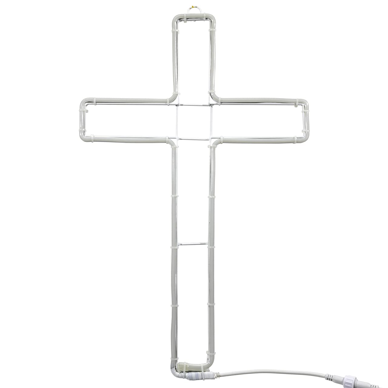 ANGIEHAIE ElectricArt 24 Inch Cool White LED Neon Rope Light Cross Motif - Lighted Silhouette