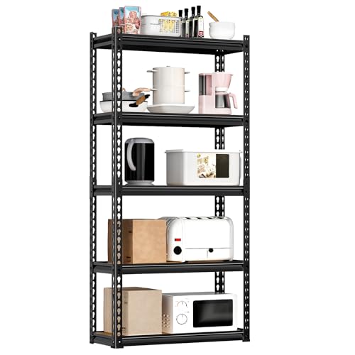 Image of LEVELEVE 5-Tier Storage Shelving Unit, Metal, for Kitchen, Garage, Laundry Room, Adjustable, 30 inch L x 12 inch W x 60 inch H, Rectangular