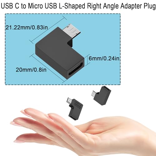 QIANRENON USB C na Micro USB 90° kąt ładowania złącze danych wtyczka USB C żeński na Micro USB męski adapter kąt prosty 10 W (5V2A) 480 Mb/s, do telefonu MP3 MP4 aparatu cyfrowego, 2 szt. (kąt prosty)