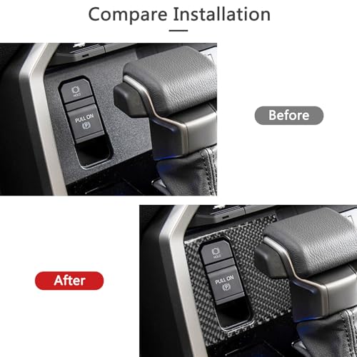 Bilisin Compatible with Carbon Fiber Center Console Handbrake Button Frame Panel Cover Interior Accessories for Toyota Tundra/Sequoia 2022-2025 (Black) by Bilisin - Image 6