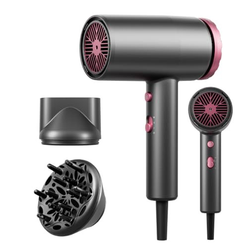 Image of Hair Dryer Ionic Hairdryer, Professional Fast Drying Blow Dryer for Curly&Straight Hair with Diffuser&Concentrator, Lightweight Travel Hairdryer with 3 Speed&3 Temp&Cool Air for Women&Men