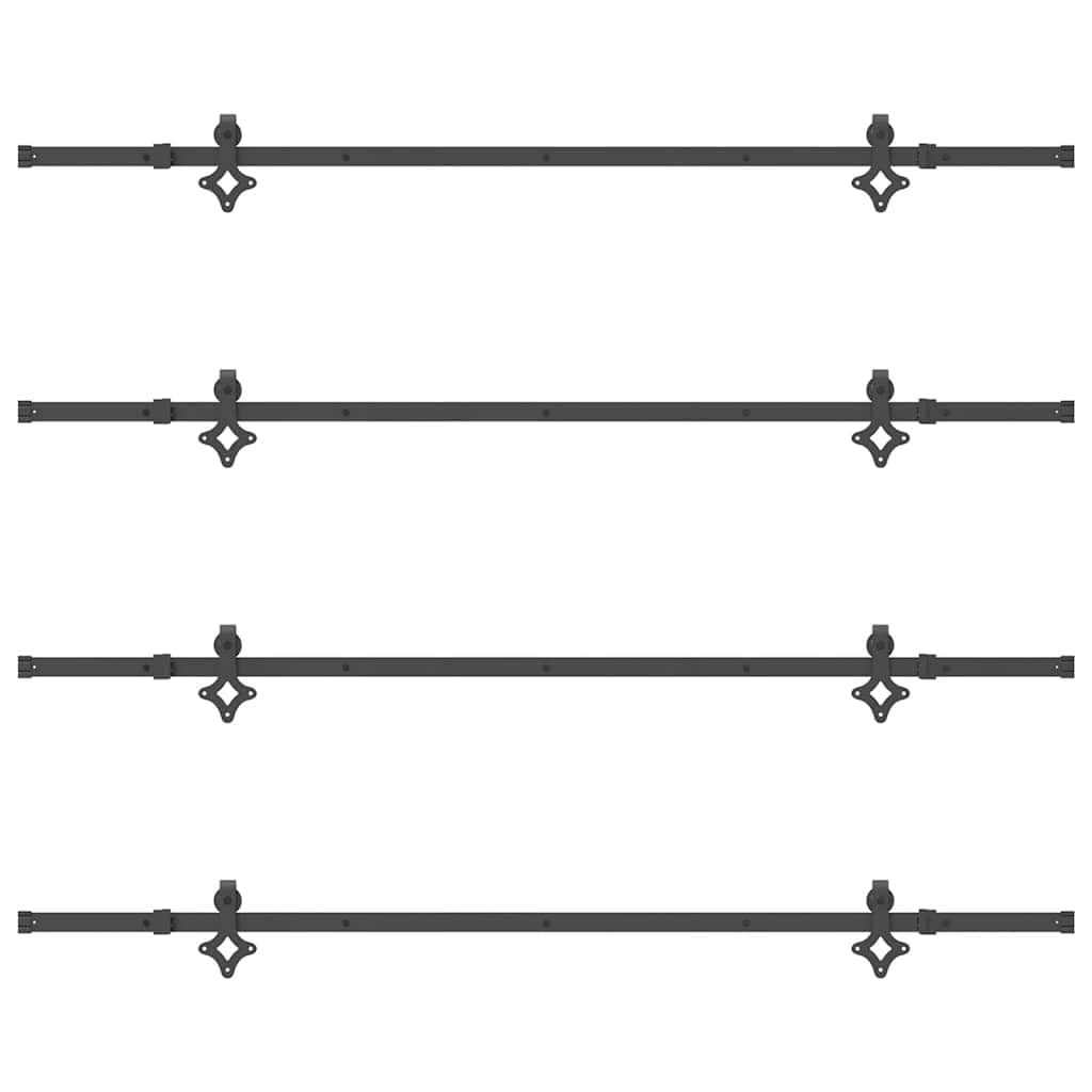 Kit de rieles para puertas correderas, 427 cm, de acero negro, para doble