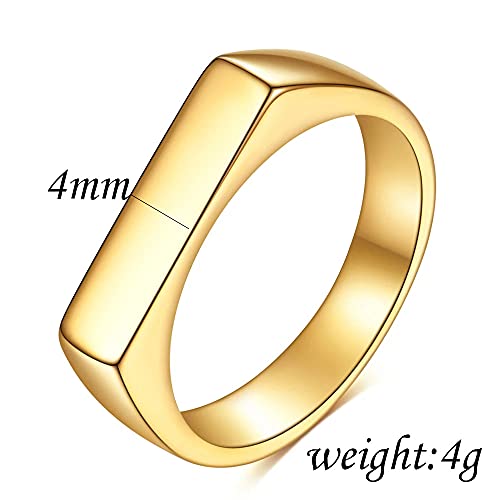MYNENEY Stainless Steel Square Shape Signet Style Classical Simple Plain Wedding Engagement Statement Ring (Geometrical Gold, 5) by MYNENEY - Used condition - Image 5