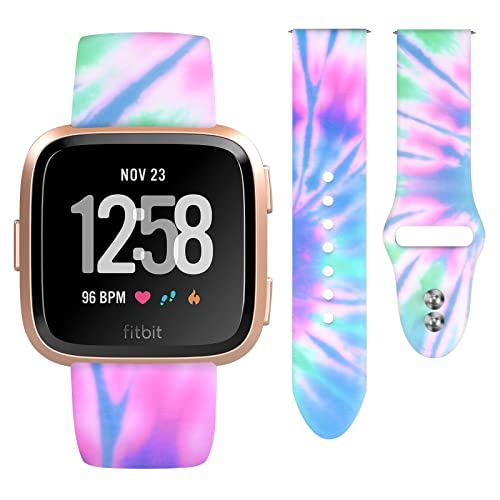 Watbro Band Compatible with Tie-dyed Leopard Print Fitbit Versa/Fitbit Versa 2/Fitbit Versa Lite,Leopard Tie-dyed Print Silicone Sport Band for Fitbit Versa/Versa 2/Versa Lite Smart Watch Women Men
