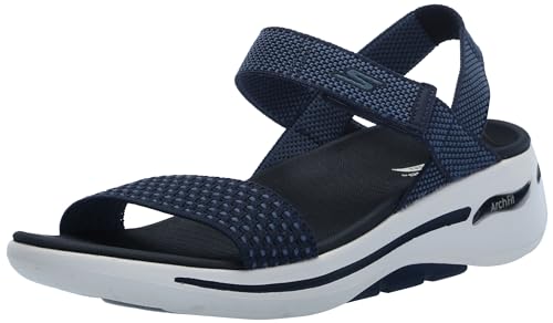 Skechers Women's Go Walk Arch Fit Sandal-Polished, Navy, 7