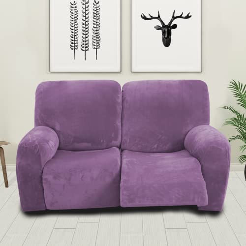 Sfyz Home Velvet Recliner Chair Slipcovers, Plush Soft Warm Sofa Armchair Slipcover, Stretch Modern Recliner Chair Covers For Living Room Salon Office (Purple,2 Seaters:6 Pieces) #TOP6