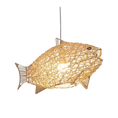 Plafonnier lanterne de plafond fait main en osier poisson ajustable