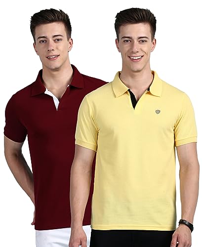 Image of Lux Cozi Men Cotton Solid Regular Fit Polo Shirt