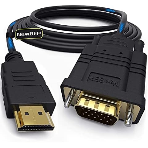 NewBEP HDMI to VGA Adapter Cable, 6ft/1.8m Gold-Plated 1080P Male Active Video Converter Cord Support Notebook PC DVD Player Laptop TV Projector Monitor Etc Cover