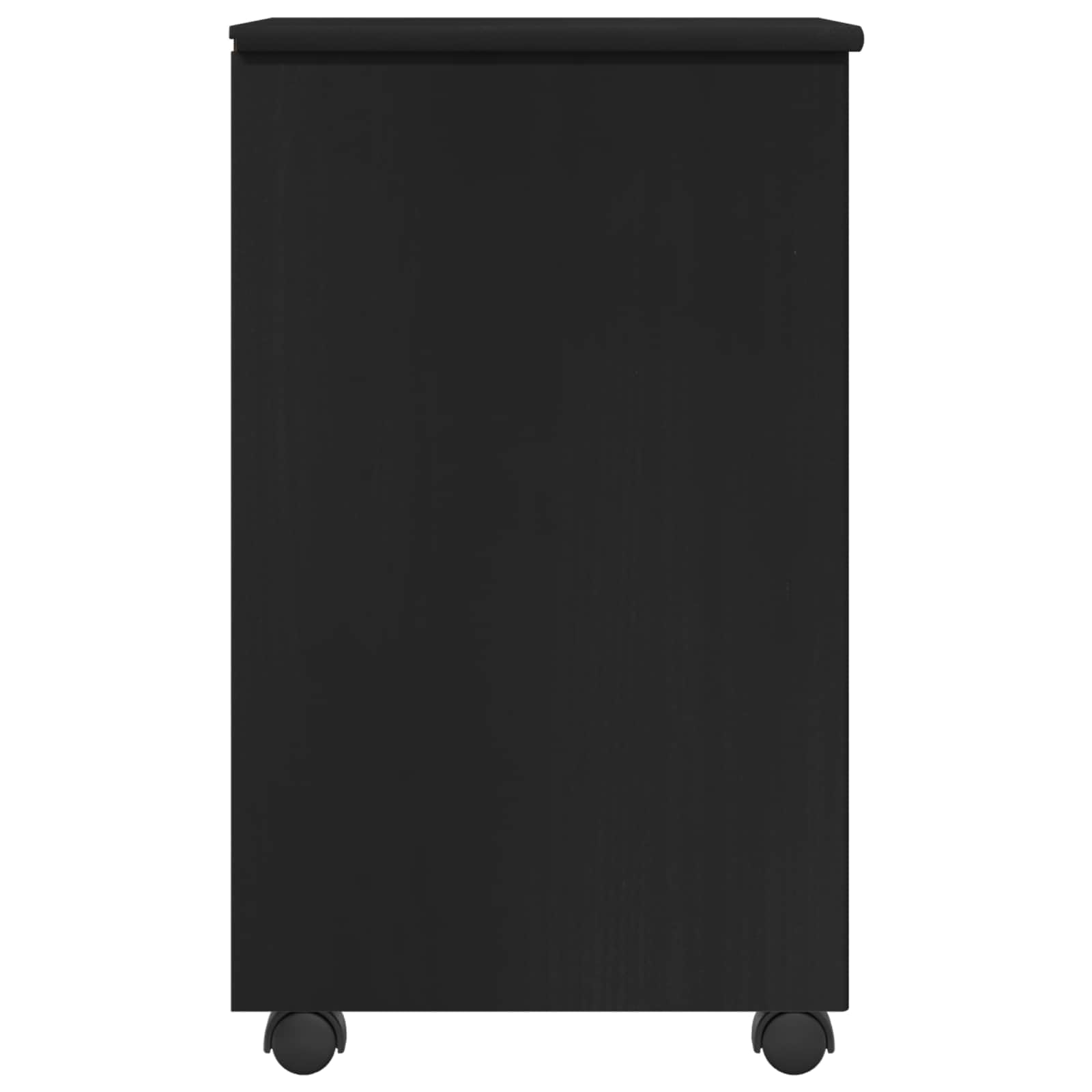 Armadio con ruote, nero, 34 x 39 x 65,5 cm, in legno massello di pino, cassettiera con ripiano, per ufficio, soggiorno, camera da letto, corridoio, officina, organizer