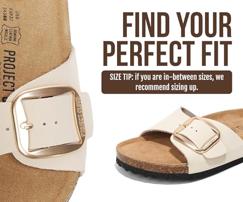Image of Project Cloud 100% Genuine Leather Sandals Women Dressy Beach Essentials Slides for Women Footwear - Lightweight with Memory Foam Insole Sandals for Women 2026 - Womens Slides