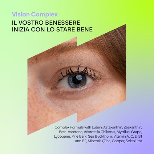 Vision Complex LuteíNa + Zeaxantina + Astaxantina - Vitamine C E E A - Per Gli Occhi - Complesso 18 Igredienti Con Zinco Selenio Rame Licopene + Tiamina Riboflavina - 60 Capsule Nutralie - 2